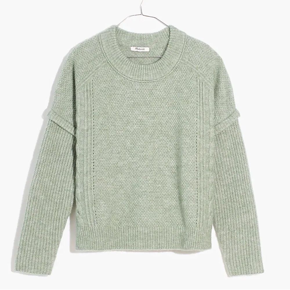 Madewell Plus Cable Havener Pullover Sweater Green 1X NWT